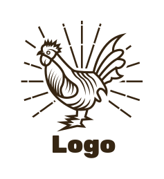 pet logo maker line art chicken with rays