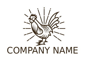pet logo maker line art chicken with rays