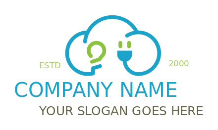 energy logo line art bulb plug forming clouds