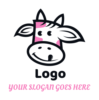 animal logo line art cute cow face