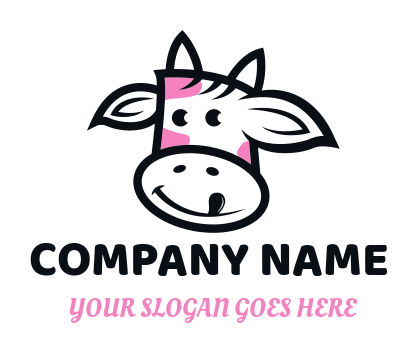 animal logo line art cute cow face