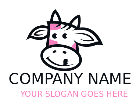 animal logo line art cute cow face