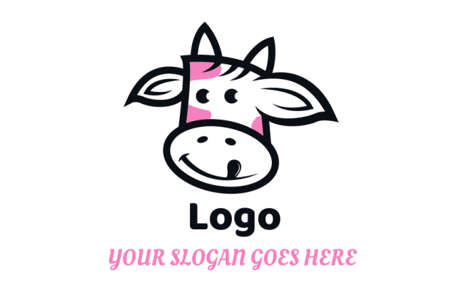 animal logo line art cute cow face
