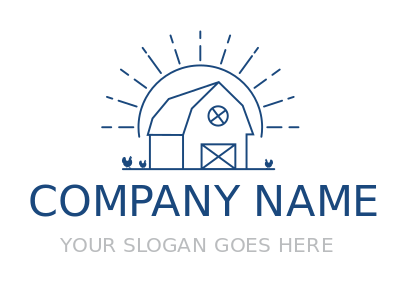 agriculture logo line art barn with chicken