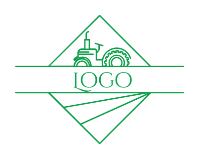 agriculture logo line art tractor and fields