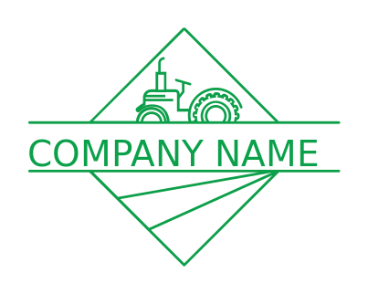 agriculture logo line art tractor and fields