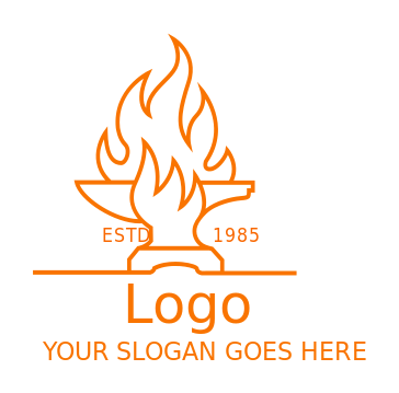 blacksmith logo line art forge in flames