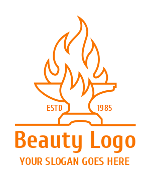blacksmith logo line art forge in flames