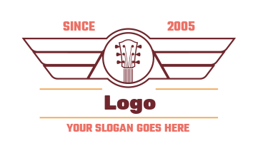 guitarist logo army wings with guitar head