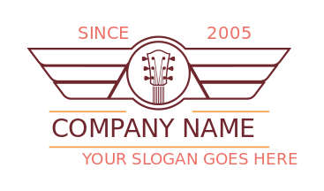 guitarist logo army wings with guitar head