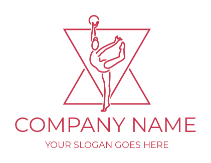 Design a logo of line art gymnast in two triangles