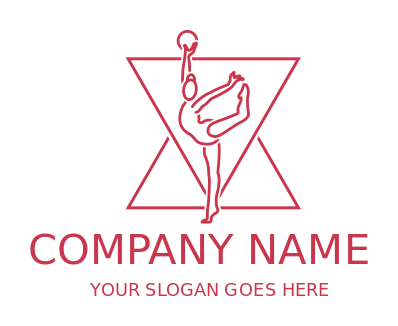 fitness logo line art gymnast in two triangles