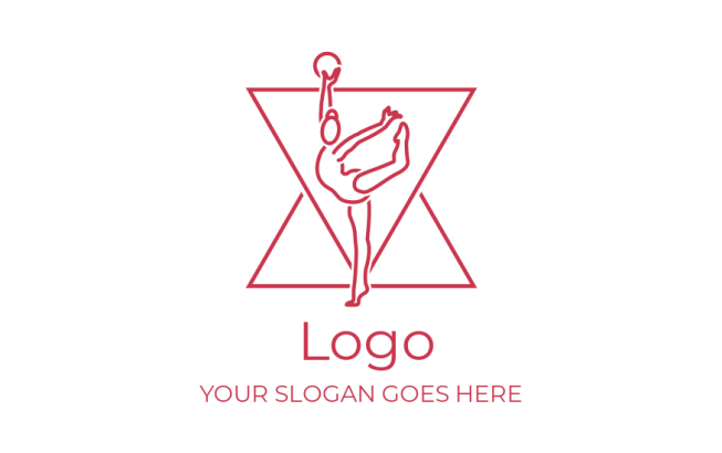 fitness logo line art gymnast in two triangles