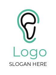 ENT clinic logo line art hearing aid device on ear