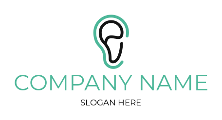 ENT clinic logo line art hearing aid device on ear