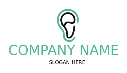 ENT clinic logo line art hearing aid device on ear
