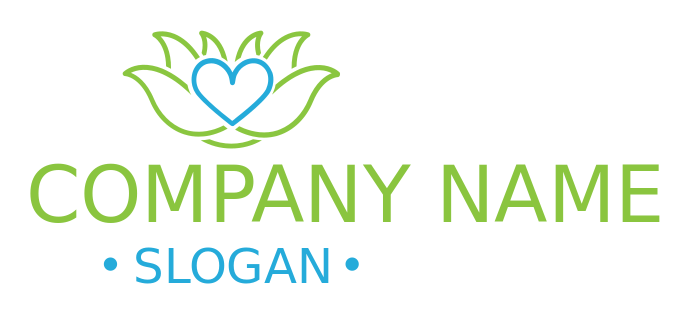 therapist logo line art heart in lotus flower