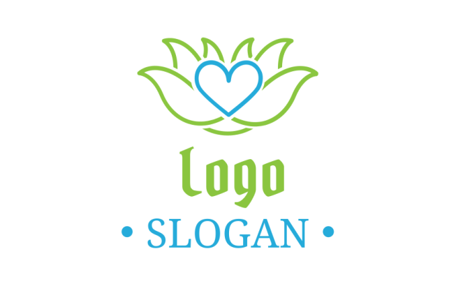 line art logo maker heart in lotus flower for therapist