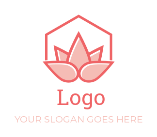 cosmetician logo lotus flower in hexagon