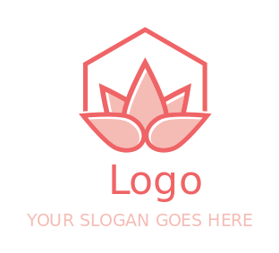 cosmetician logo lotus flower in hexagon