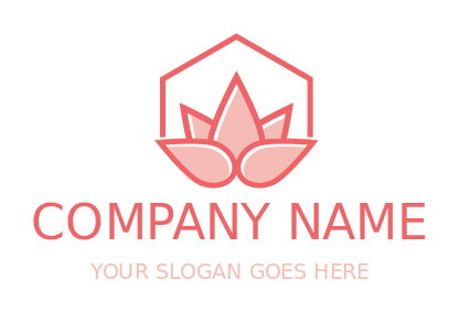 cosmetician logo lotus flower in hexagon