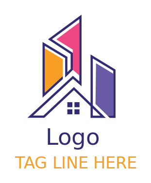 line art home & building in abstract look