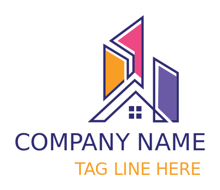 line art home & building in abstract look