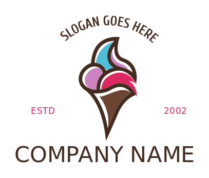 restaurant logo line art ice cream in cone