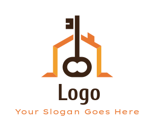 real estate logo icon line art key with home