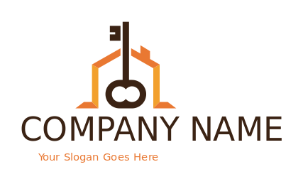 real estate logo icon line art key with home