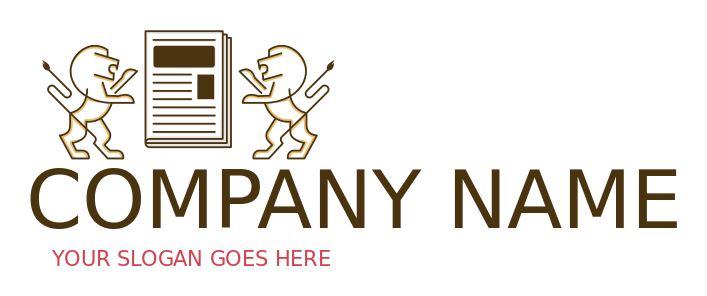 finance logo line art lions newspaper in center