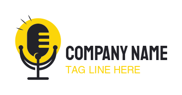 line art microphone in yellow circle 