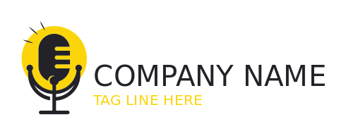 line art microphone in yellow circle 