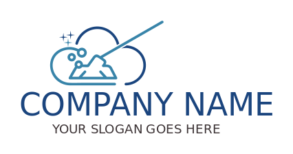 cleaning logo line art mop in clouds in PNG