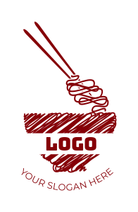 restaurant logo line art noodle with chopsticks