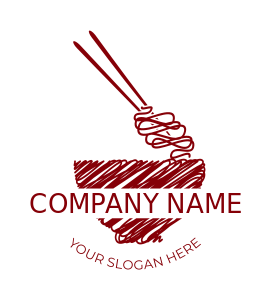 restaurant logo line art noodle with chopsticks