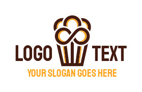 popcorn parlor logo infinity shape inside packet