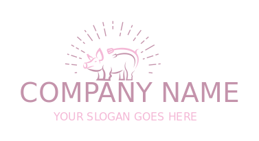 restaurant logo line art pig with fork tail