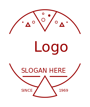 restaurant logo line art pizza with triangles