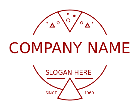 restaurant logo line art pizza with triangles