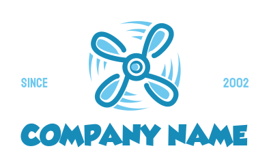 engineering logo line art propeller with four blades