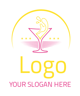 bar logo splashing cocktail glass