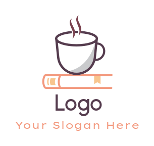 restaurant logo icon line art tea cup on book