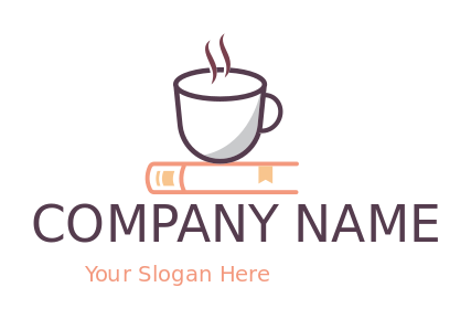 restaurant logo icon line art tea cup on book