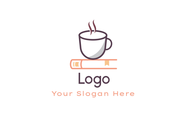restaurant logo icon line art tea cup on book - logodesign.net