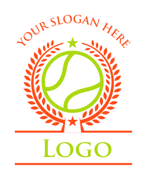 sports logo line art tennis ball in wreath