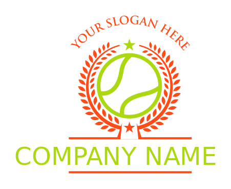 sports logo line art tennis ball in wreath
