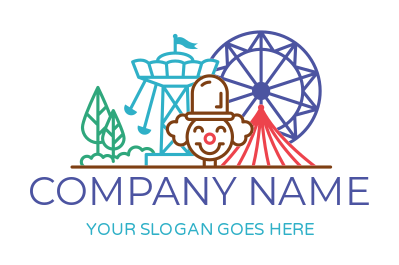 Ferris wheel roller coaster flying swing in amusement park icon | Logo ...