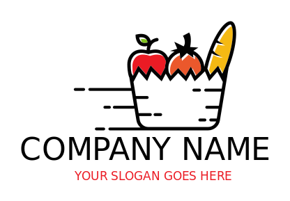 restaurant logo line art vegetables in basket