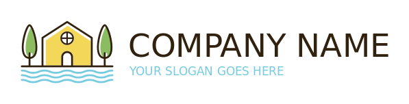 property logo line art villa with trees